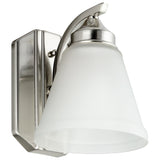 Sunlite 45055 8" Modern Bell Vanity Wall Mount Light Fixture, Medium E26 Base, A19 Bulb Required (100W Max), Bathrooms, Powder Rooms, Frosted Glass Shade, UL Listed, 1 Light, Brushed Nickel Finish