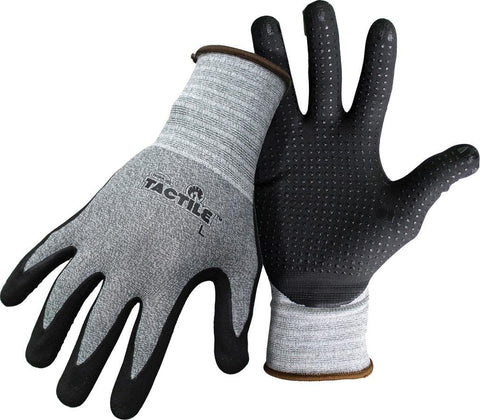 Boss  Tactile Dotted Dipped Nitrile Palm Glove,  Black/Gray