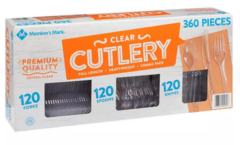 Member's Mark Combo Pack Clear Cutlery, Forks, Knives, Spoons, [360 ct]