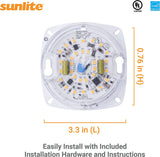 Sunlite  3-Inch AC LED Light Engine Module, 10 Watts (60W=), 700 Lumens, 3000K Warm White, 90 CRI, Dimmable, 25,000 Hours Life Span, Energy Star, 120v, UL Listed