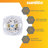 Sunlite  3-Inch AC LED Light Engine Module, 10 Watts (60W=), 700 Lumens, 3000K Warm White, 90 CRI, Dimmable, 25,000 Hours Life Span, Energy Star, 120v, UL Listed