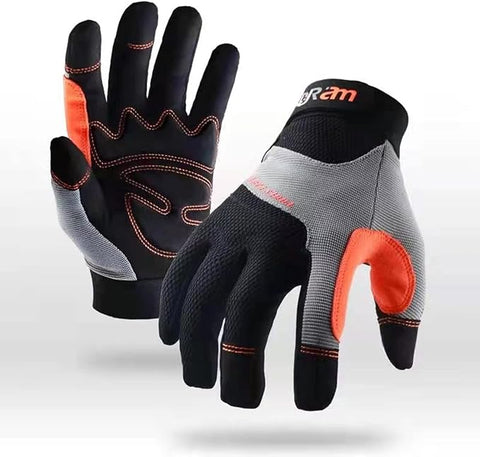 FOUR-AM Work Gloves Men & Women, Utility Mechanic Working Gloves High Dexterity Touch Screen For Multipurpose,Excellent Grip