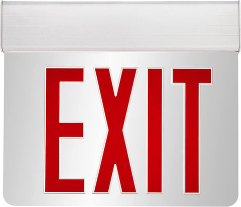 Sunlite 05278 LED Edge Lit Exit Sign, Mirrored Panels with Bright Red Lettering, 90-Min Battery Back-Up, Dual Voltage 120-277V, Universal Mounting, Long Lasting, Fire Safety, NYC Compliant