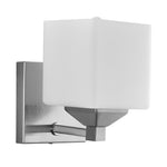 Sunlite 81322-SU Modern Square Shade Vanity Fixture, 6″ Wall Mount, Medium Base (E26) Socket, Standard A19 Bulb Required (60W Max), Bathrooms, Powder Rooms, Frosted Glass Shade, Brushed Nickel Base 1-Light