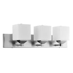 Sunlite 81324-SU Contemporary Square Shade Vanity Fixture, 6″ Wall Mount, Medium Base (E26) Socket, Standard A19 Bulb Required (60W Max), Bathrooms, Powder Rooms, Frosted Glass Shade, Brushed Nickel Base 3-Lights