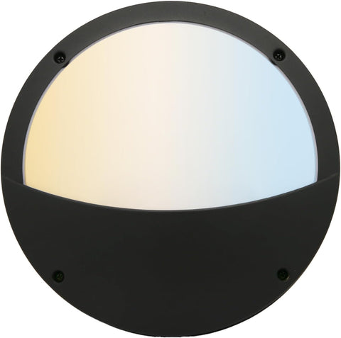 Sunlite 81384 11-Inch LED Outdoor Wall & Bulkhead Round Light Fixture, 20 Watts (70W Equivalent), 1000 Lumens, Dimmable, 50,000 Hour Life Span, Color Selectable 30K/40K/50K, Black Finish, ETL Listed