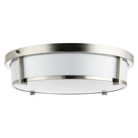 Sunlite 82001 13" LED Dual Band Flush Mount, Mid-Century Modern Drum Fixture, Adjustable 3 CCT 3000K-5000K, 1400 Lumens, 20 Watts, Dimmable, Round Opal Acrylic Diffuser, Brushed Nickel Finish