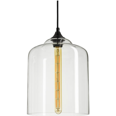 Sunlite 07046-SU Vintage-Inspired Glass Cloche Dome Pendant, Farmhouse Light Fixture, Medium (E26), 49-Inch Braided Woven Cord, 60 Watts Max (Bulb Not Included), 12”, Black Canopy