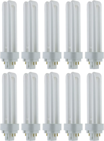 Sunlite PLD18/E/SP35K/10PK 3500K Neutral White Fluorescent 18W PLD Double U-Shaped Twin Tube CFL Bulbs with 4-Pin G24q-2 Base (10 Pack)