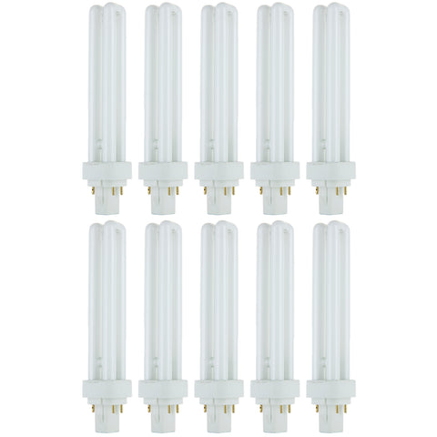 Sunlite PLD26/SP65K/10PK 6500K Daylight Fluorescent 26W PLD Double U-Shaped Twin Tube CFL Bulbs with 2-Pin G24D-3 Base (10 Pack)