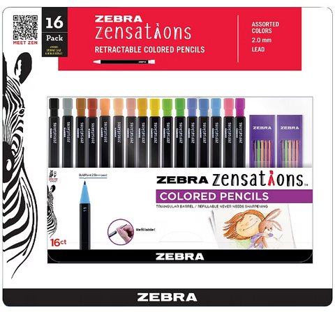 Zebra Pen Zensations Mechanical Pencils with Bonus Lead Refills, [16 Pk] - Assorted Colors