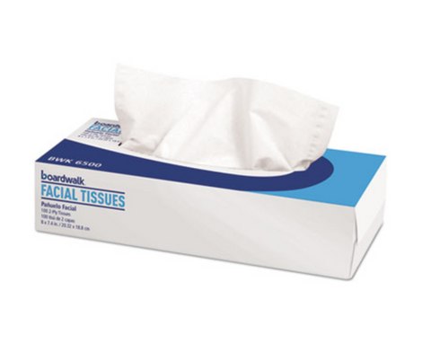 Office Packs Facial Tissue, 2-Ply, White, Flat Box, 100 Sheets/Box, 30 Boxes/Carton