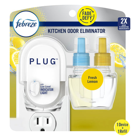 Febreze Kitchen PLUG Air Freshener Fresh Lemon Scent Oil Refill, [1 Ct]