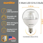 Decorative bulb G16 LED E12 2700K [6 Pack]