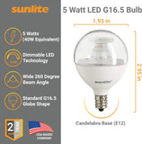 Decorative bulb G16 LED E12 2700K [6 Pack]