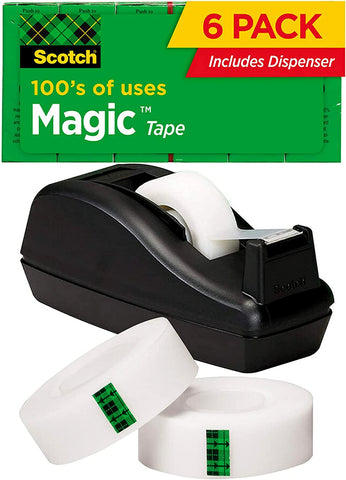 Magic Tape Desktop Dispenser Value Pack, 1" Core, 0.75" x 83.33 ft, Clear