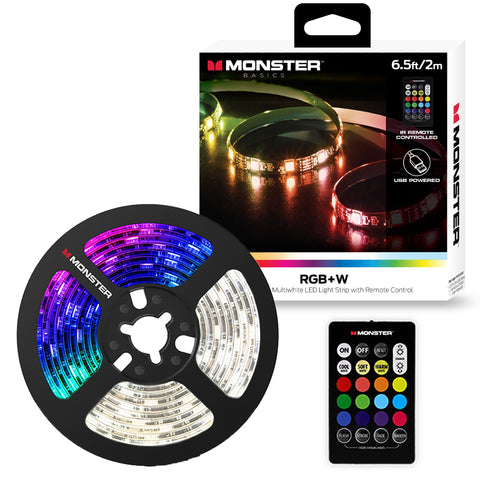 Monster Multi-Color Multi-White USB LED Light Strip with Remote- [6.5 FT]