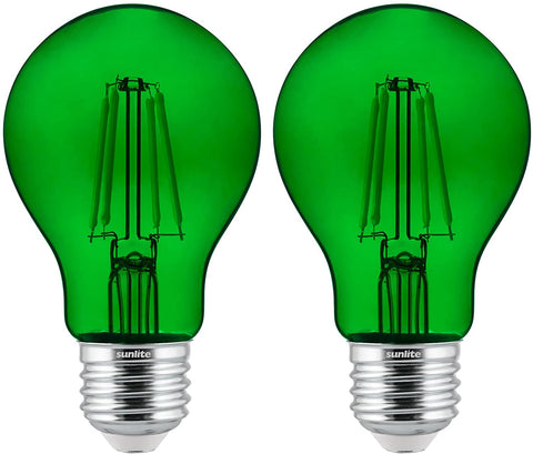 Sunlite A19 Led Colored Light Bulb Filament Transparent [ 2 Pack ]