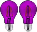 Sunlite A19 Led Colored Light Bulb Filament Transparent [ 2 Pack ]