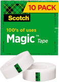 Magic Tape Value Pack, 1" Core, 0.75" x 83.33 ft, Clear, [ 10 PACK ]