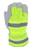 West Chester Protective Gear  Hi-Vis Large Split Leather Palm Gloves