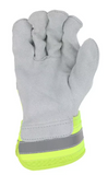 West Chester Protective Gear  Hi-Vis Large Split Leather Palm Gloves