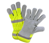 West Chester Protective Gear  Hi-Vis Large Split Leather Palm Gloves